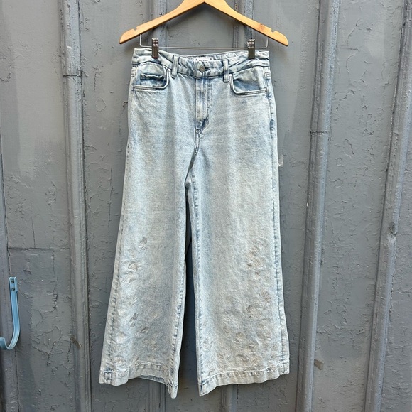 Paige Harper Wide Leg Ankle Pant with embroidery, size 29 - Picture 3 of 12